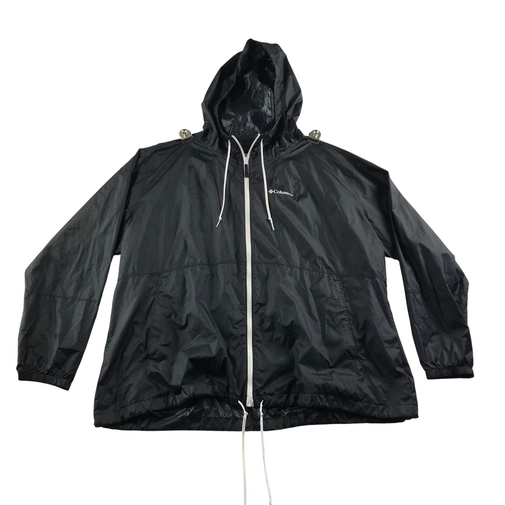 Columbia Mens 3X Black Full Zip Hooded Windbreaker Jacket KW3010 Plus Size